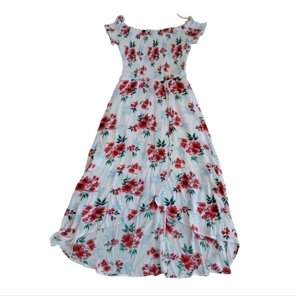 Hollister Smocked Off The Shoulder Floral High Low Dress